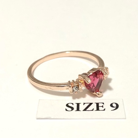 Red Heart Gemstone Ring, Size 9 - Picture 2 of 4